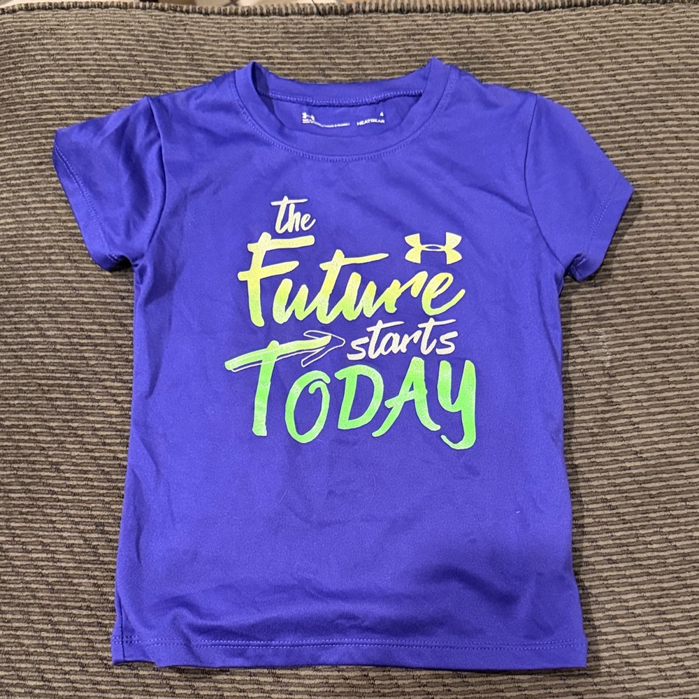 Under Armour Kids Blue Tee with Motivational Print